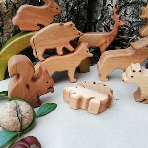 Holz Waldtiere, Naturholz Tiere, Montessori Tiere, Holz Kinder Geschenk, Spielset, Kleinkind Spielzeug Bild 6
