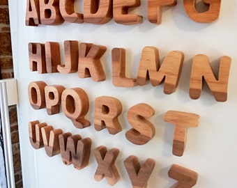 Wooden letters magnets montessori homeschool waldorf toys