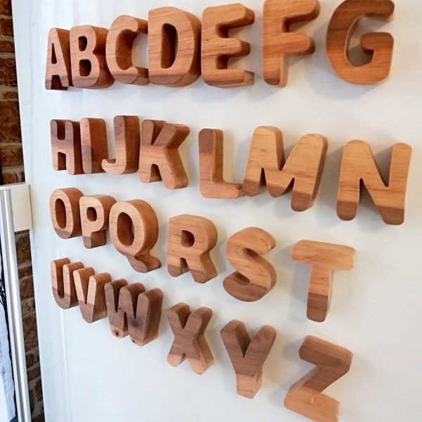 Wooden letters magnets montessori homeschool waldorf toys