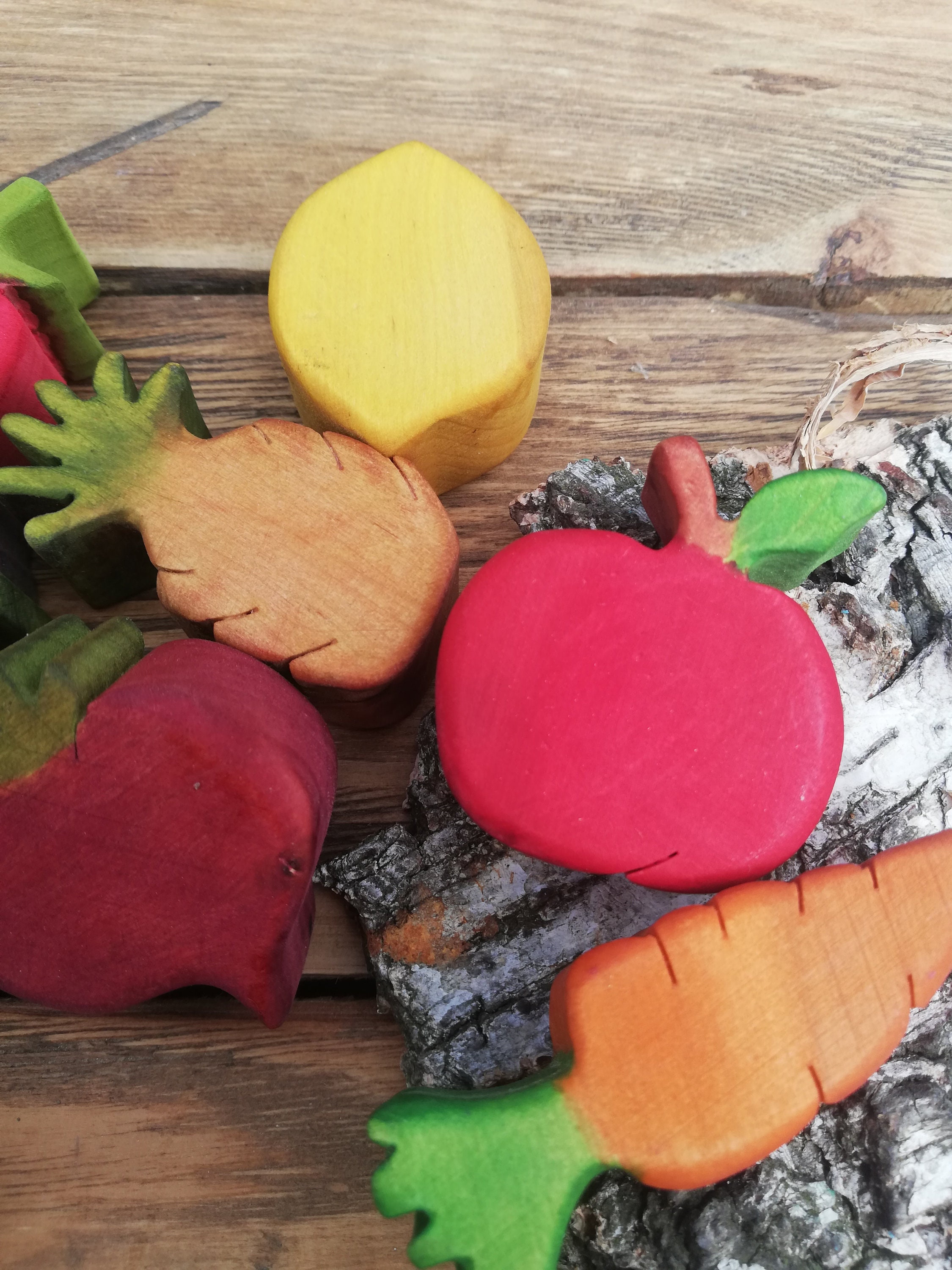 Wooden Vegetable Toys Wooden Fruits and Vegetables Play Etsy