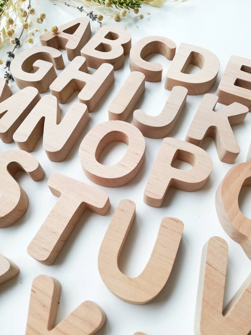 Fast Shipping Unfinished Wooden Alphabet Letters Set 