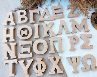 Greek alphabet Wooden letters with magnets Latin letters latin language  Montessori homeschool waldorf toys