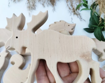 Wooden Forest animals, Natural wood animals, Montessori animals, Wooden kids gift, Play set, Toddler Toy