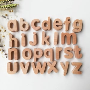 Lowercase letters wood, Solid wood letters, homeschool, English alphabet, magnets abc, magnetic alphabet, montessori alphabet