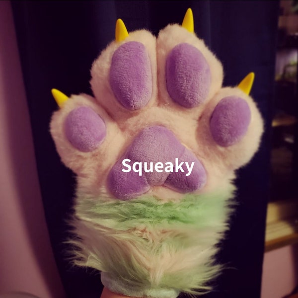 Custom 4 Finger Squeaky Puffy Hand Paws