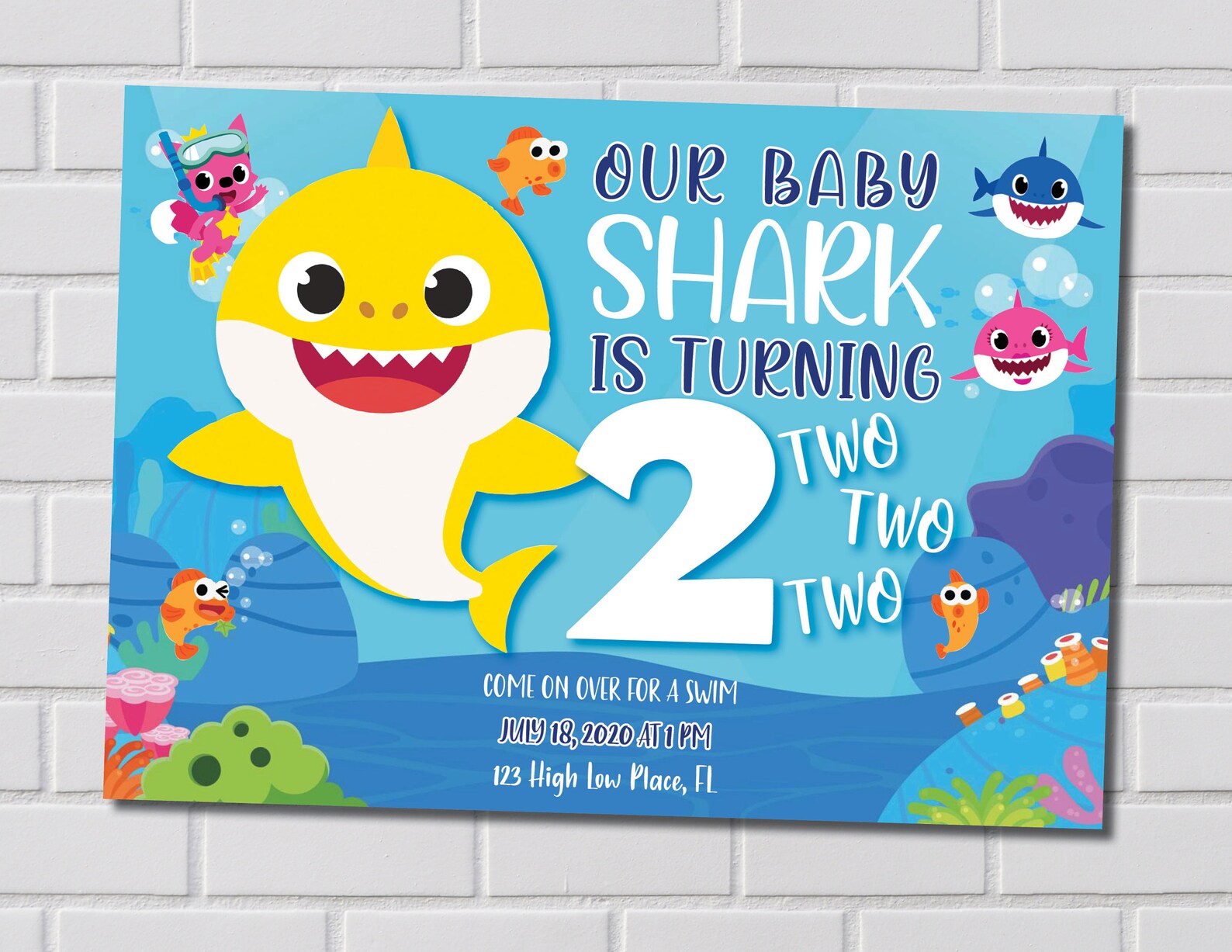 Baby Shark Birthday Party Invitation | Etsy