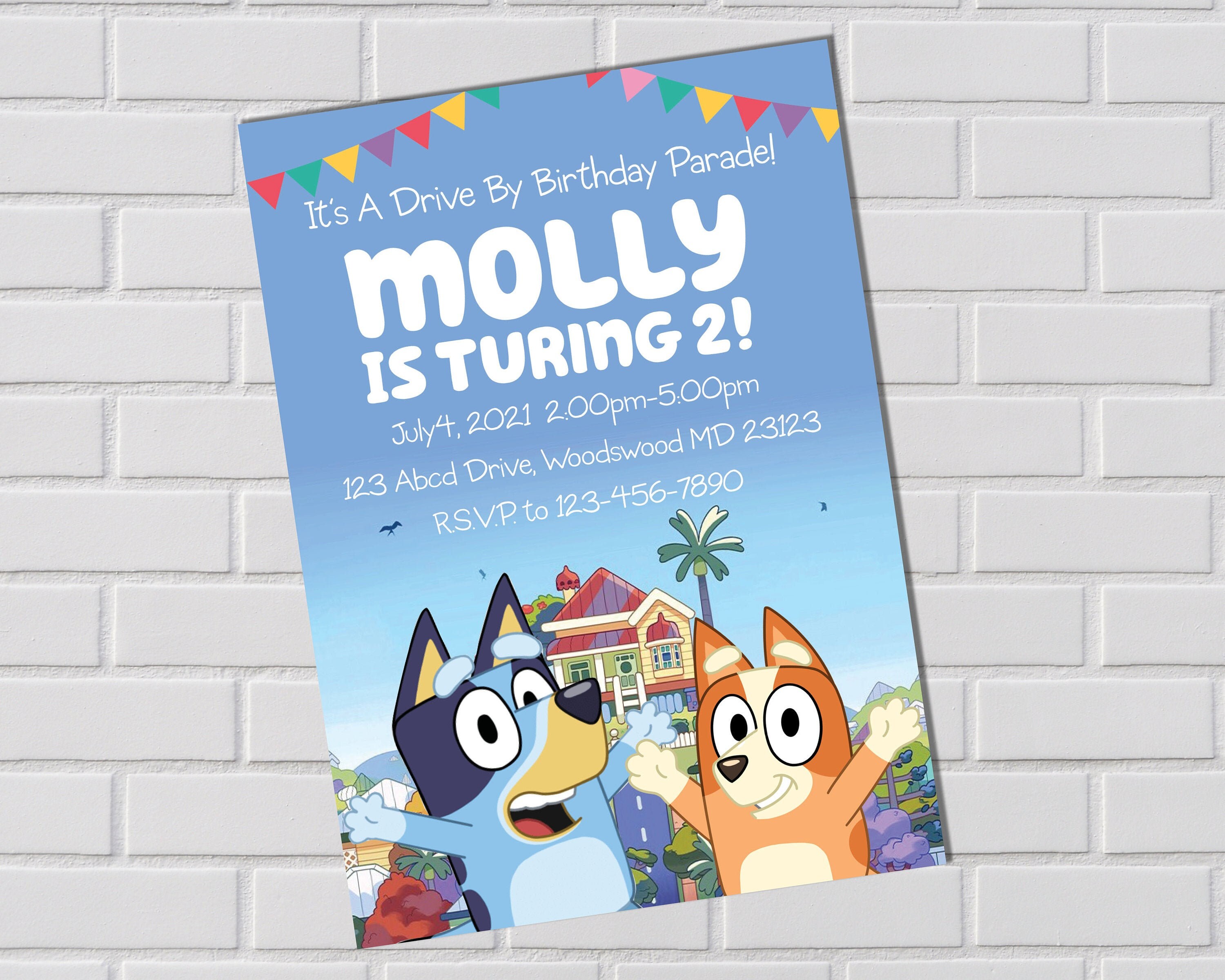 Bluey Birthday Drive By Invitation Etsy