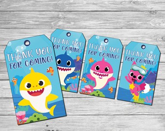 little baby shark thank you tags etsy