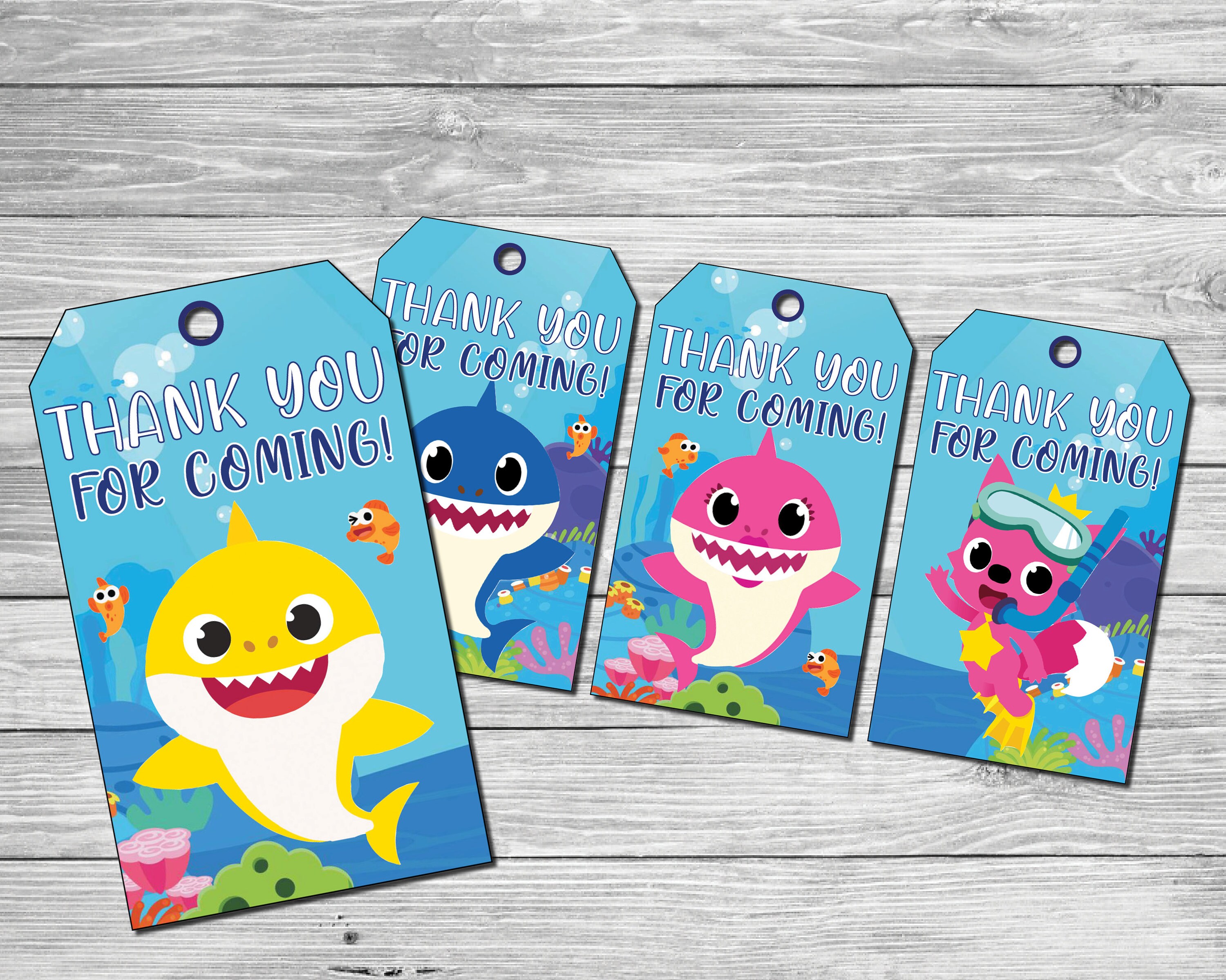 Baby Shark Thank You Tags | Etsy