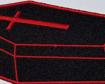 Coffin patch. Casket goth. Death. Patches. Cross