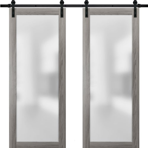 Frosted Glass Double Barn Door With Hardware 13ft Planum Frosted Glass Double Barn Door With, 96×80 Sliding Closet Doors