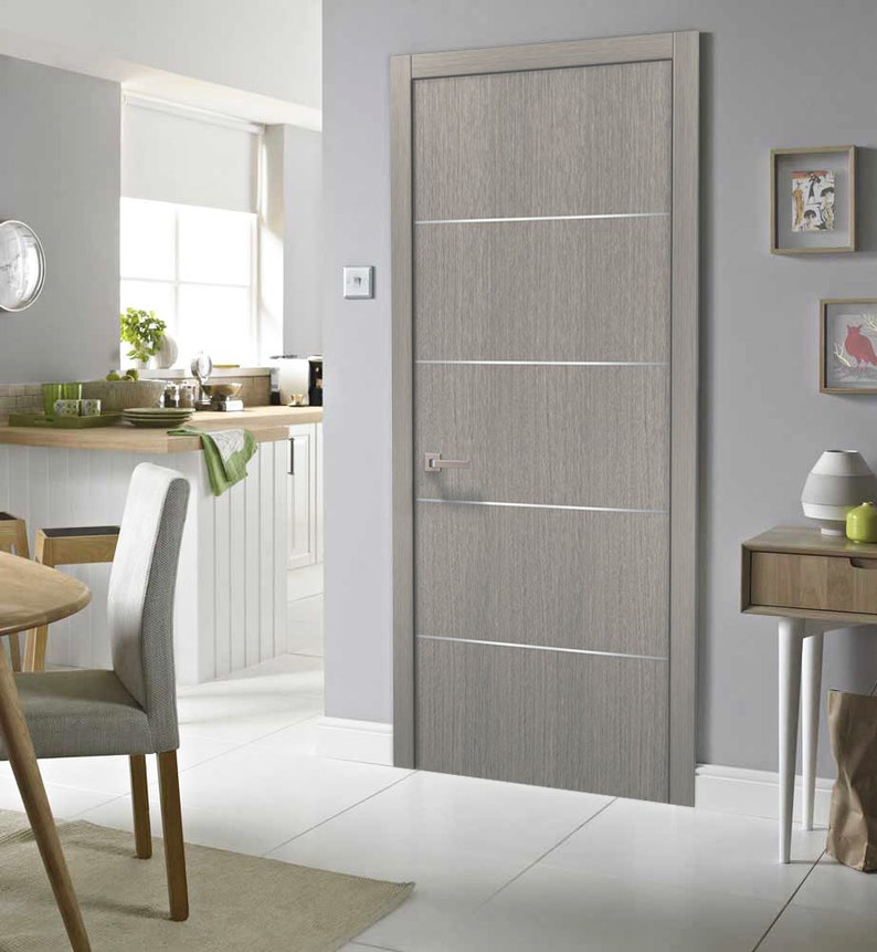 Modern Solid Interior Door With Handle Planum 0020 Grey Oak Etsy
