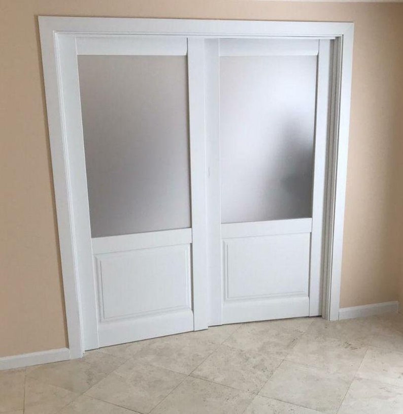 Slab Door With Frosted Glass Lucia 22 Matte White Sturdy Etsy