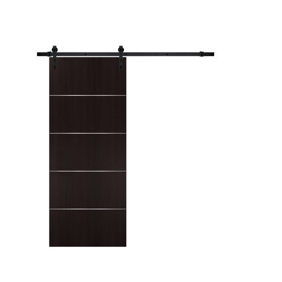 Barn Door With Black Hardware 6 6ft Planum 0020 Wenge Sturdy Rail Set Interior Modern Solid Flush Doors