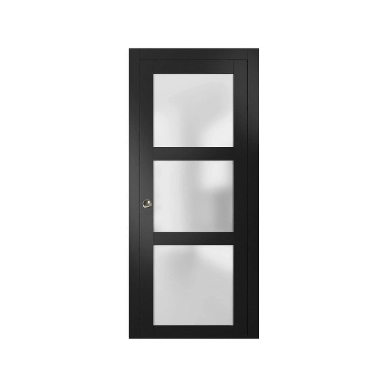 Lucia 2552 Sliding French Pocket Door Matte Black With Kit Etsy