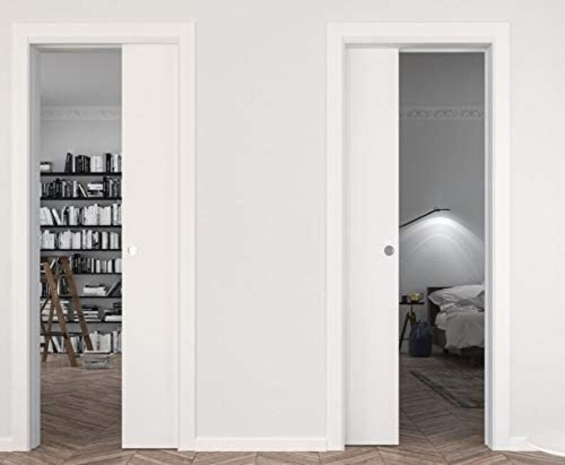 Sliding Pocket Door With Frames Planum 0010 White Silk Kit Etsy
