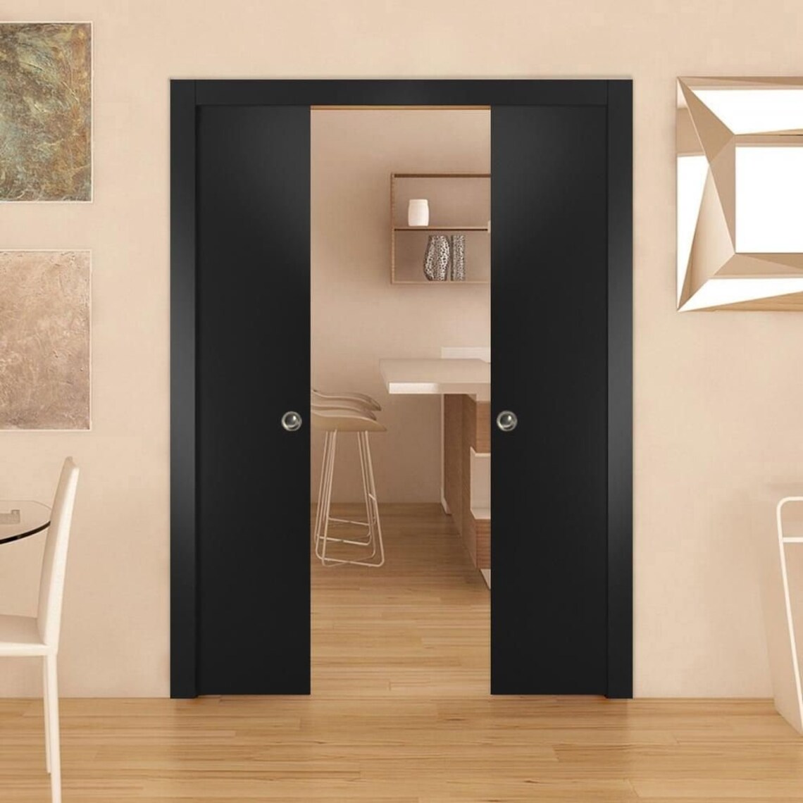 Sliding Double Pocket Door With Frames Planum 0010 Matte Etsy