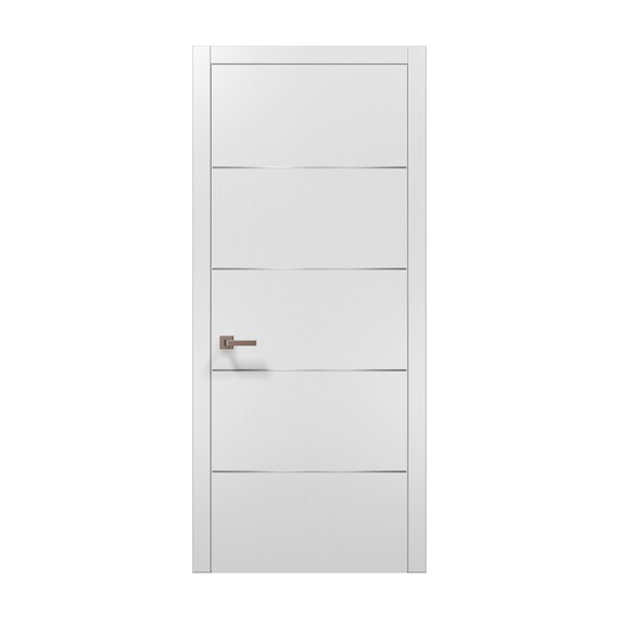 Planum 0020 Interior Modern Flush Solid Wood Pre Hung Door Matte White With Trims Frame Lever Bedroom Bathroom Doors