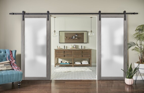 Frosted Glass Double Barn Door With Hardware 13ft Planum Australia Frosted Glass Double Barn Door With, 96×80 Sliding Closet Doors