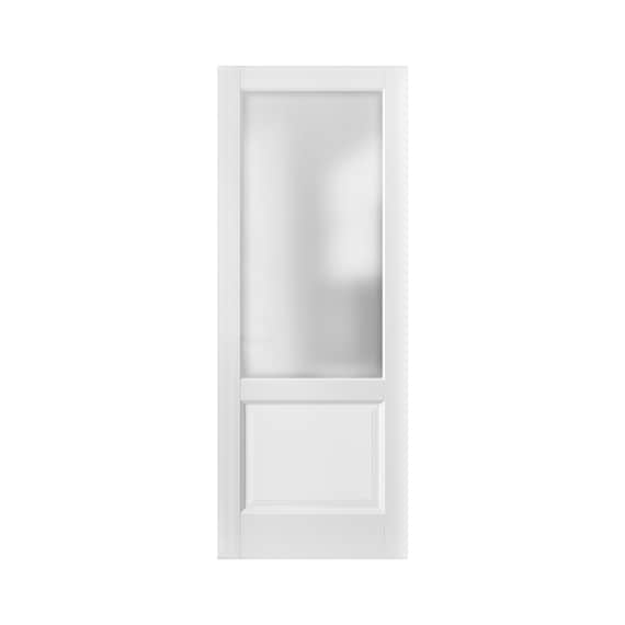 Slab Door With Frosted Glass Lucia 22 Matte White Sturdy Etsy