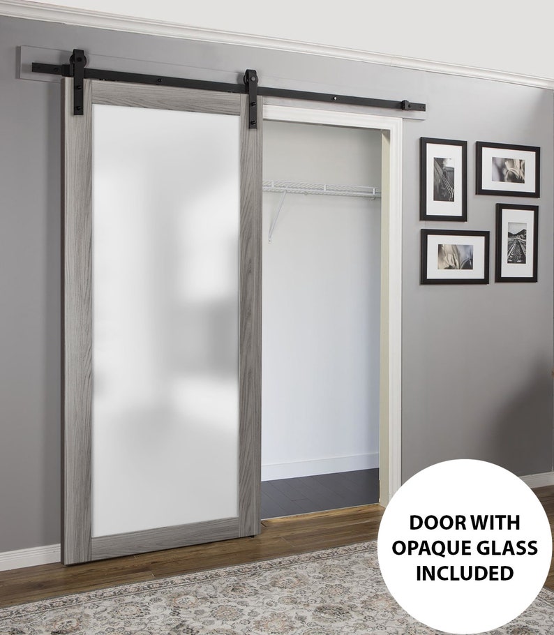 Frosted Glass Barn Door with Hardware 6.6FT Planum 2102 Etsy