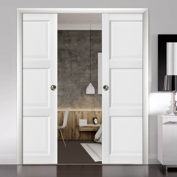 Sliding French Double Pocket Doors Lucia 2661 Matte White Hong Kong Sliding French Double Pocket Doors, Interior Sliding Wood Pocket Doors