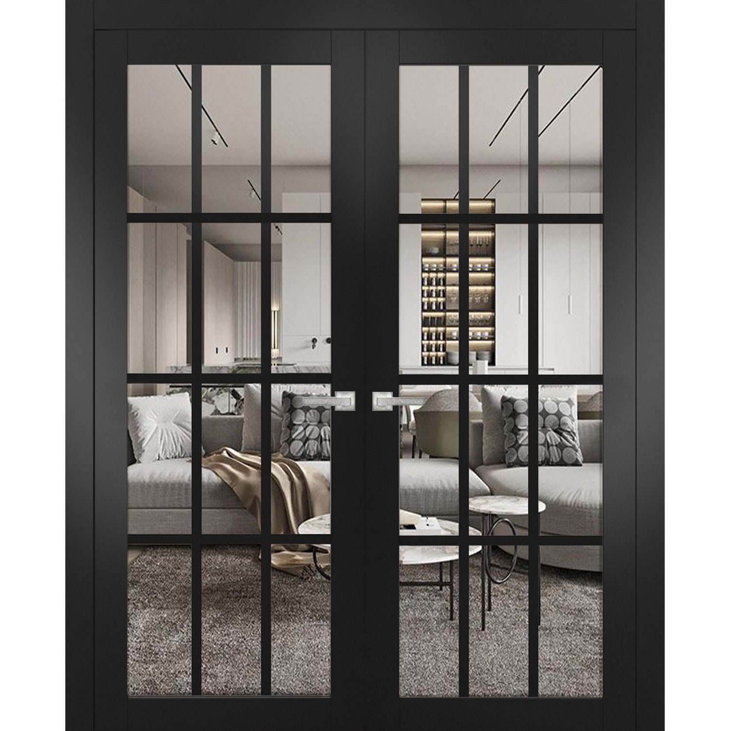 Solid French Double Doors Felicia 3355 Matte Black With - Etsy