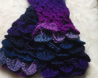 Just In! Handmade Dragonscale Fingerless Gloves Texting Armwarmers Blue/Purple