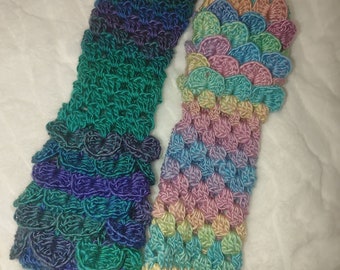 Dragon scale fingerless gloves, arm warmers, texting gloves, long length, 100% acrylic, soft, multiple colors available!