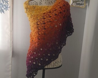 Handmade Crocheted Killer Queen Shawl in Imperial Purple Cotton/Acrylic Yarn