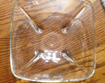 Vintage Clear 1970 Anchor Hocking Swedish Modern Bowl Ray and Arch Design