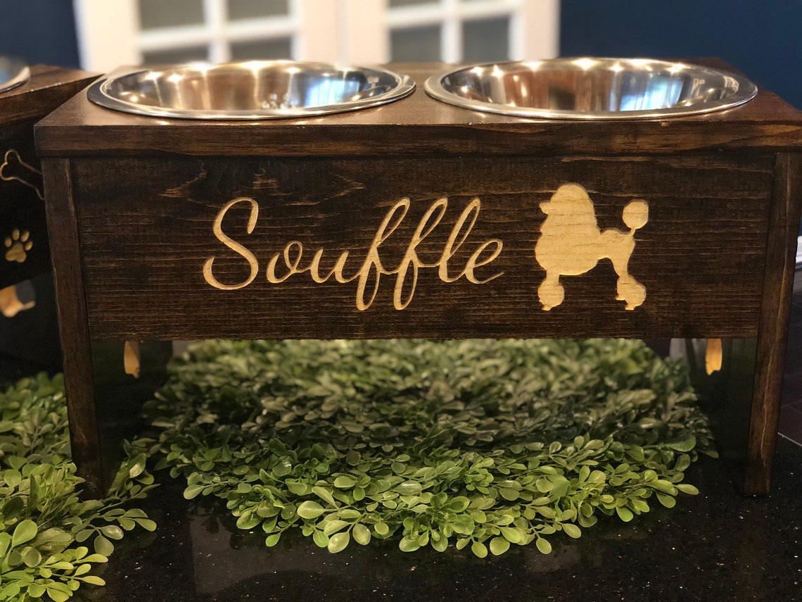 Large Dog Bowl Stand Personalized Wood Dog Bowl Stand Etsy