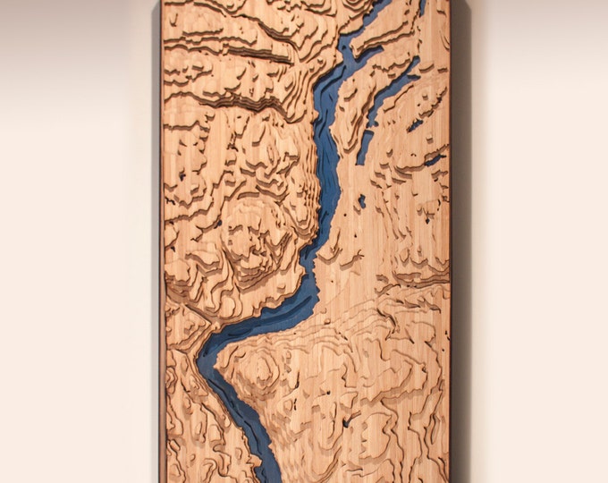 3D Laser Cut Topographic Map of Okanagan Lake Etsy
