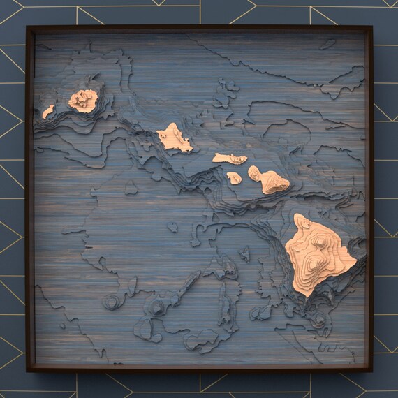 3d Laser Cut Topographische Karte Von Hawaii Etsy