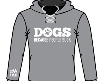 Dogs Because People Suck hockey sweatshirt (red)