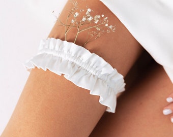 Wedding garter for bride Ivory wedding garter Minimalist white boho custom garter