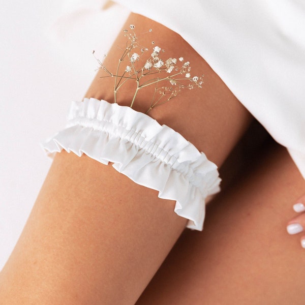 Wedding garter for bride Ivory wedding garter Minimalist white boho custom garter