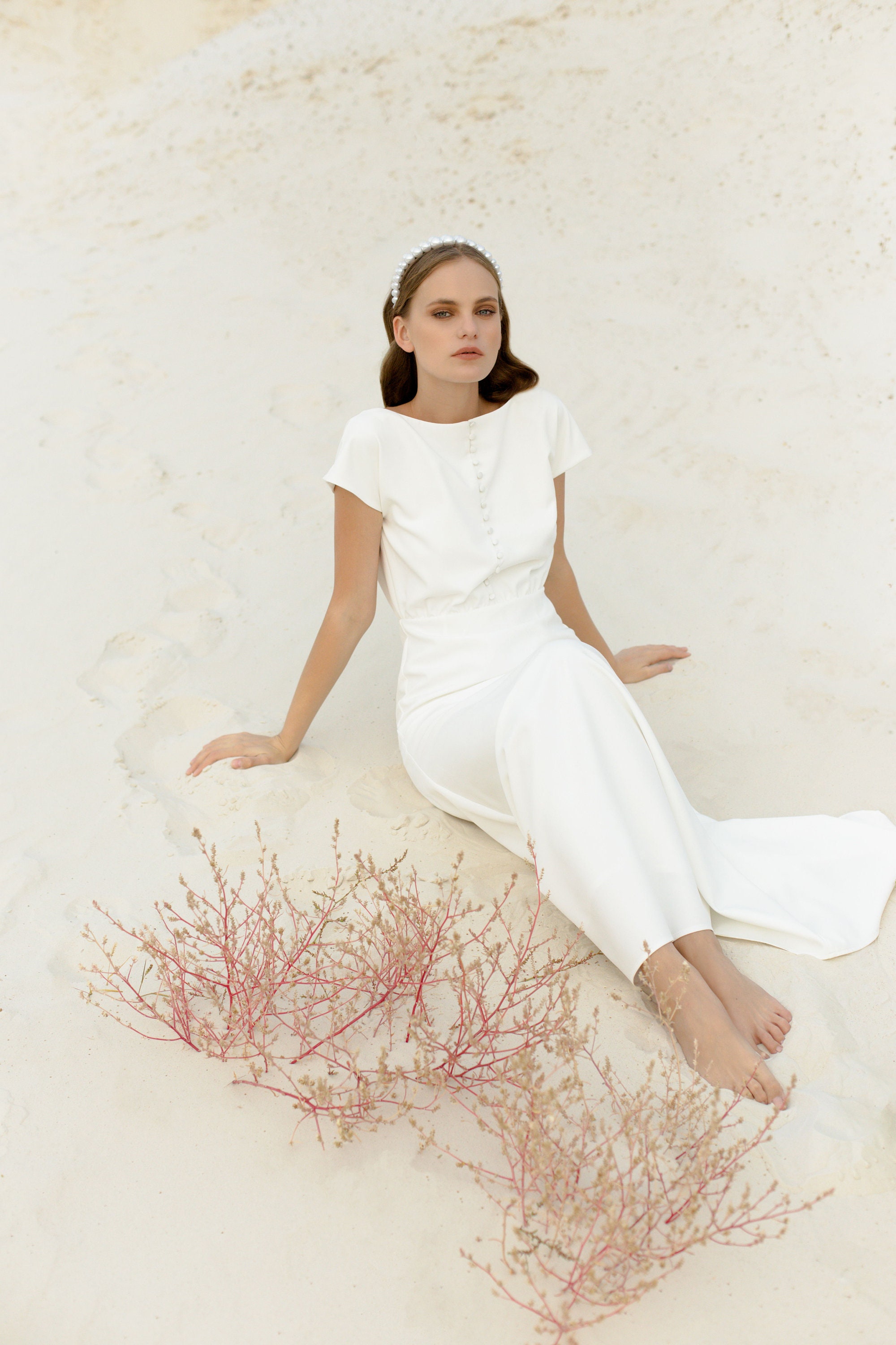 Minimalist Crepe Sheath Wedding Dress