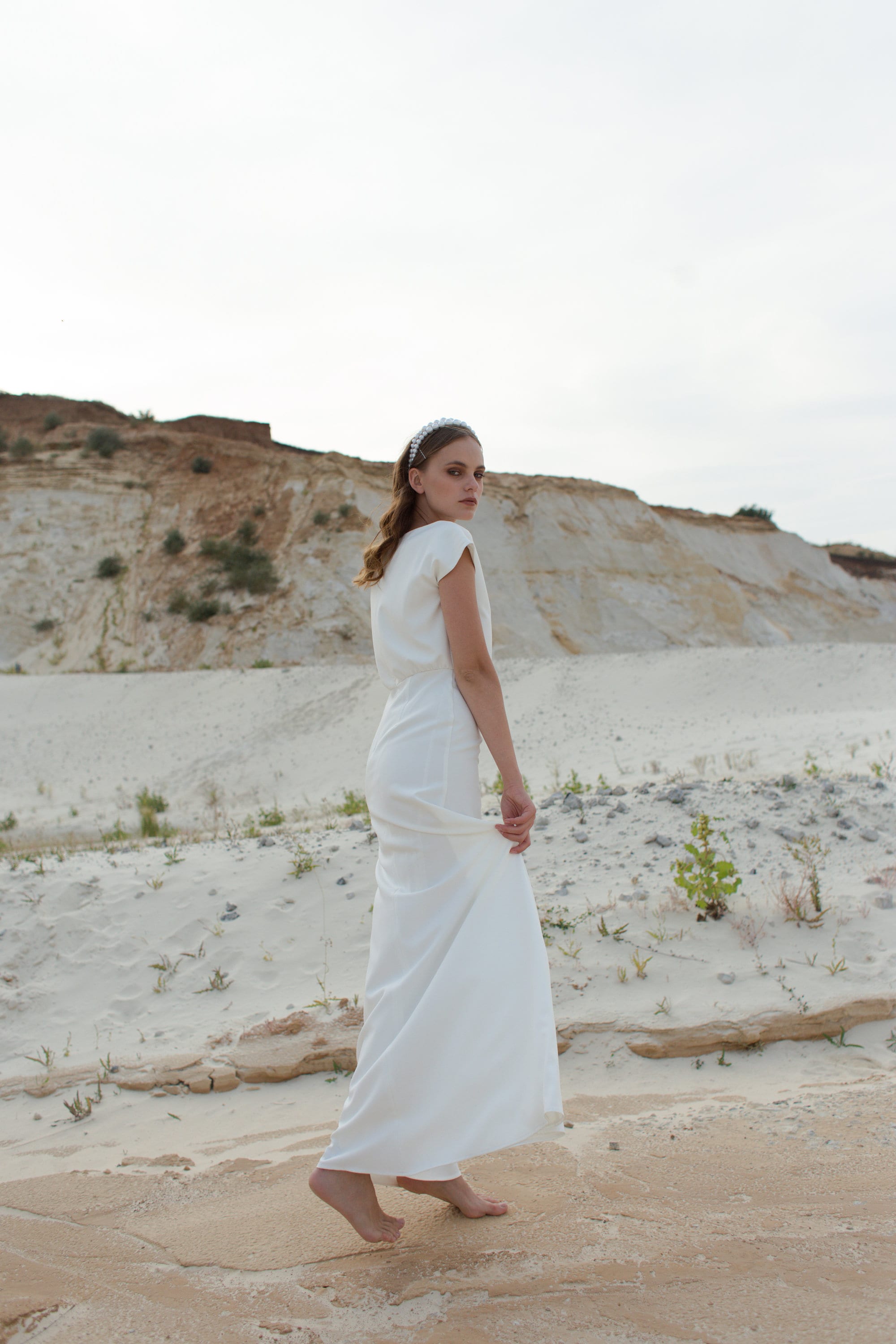 Simple Wedding Dress Short Sleeve Vintage Style Bridal Gown Etsy