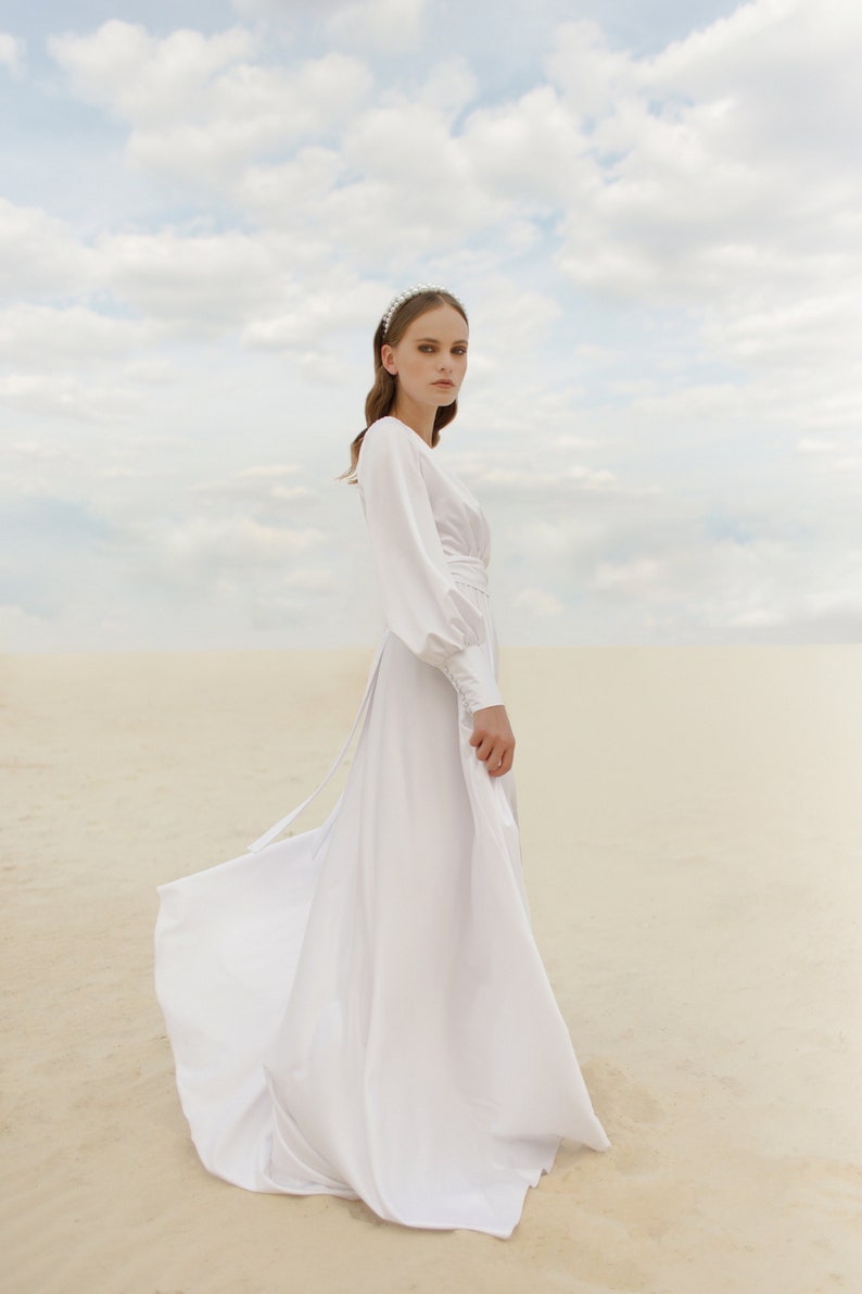 satin wrap wedding dress