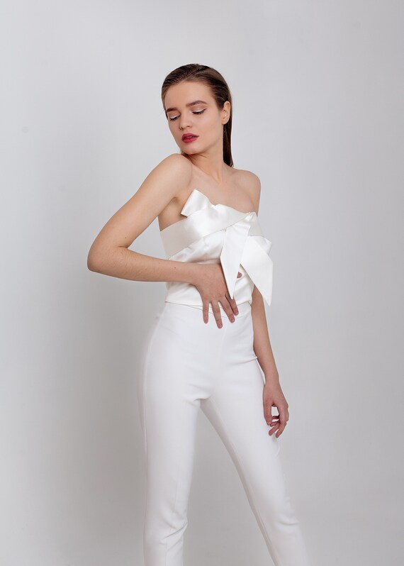 Bridal Separates Top With Bow White ...