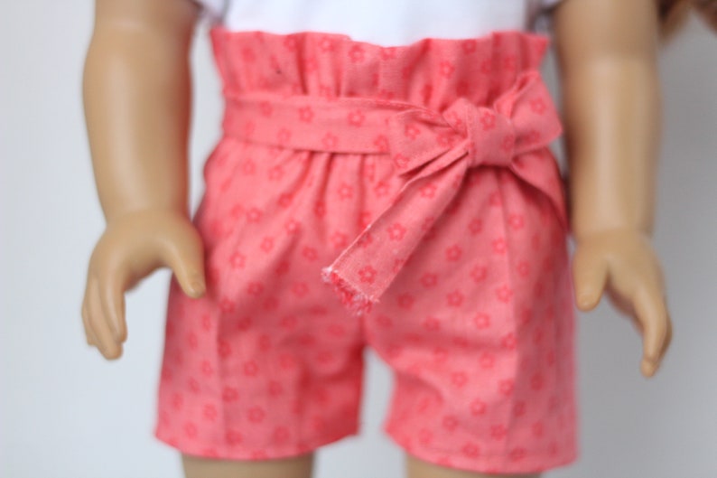 Coral paper bag shorts