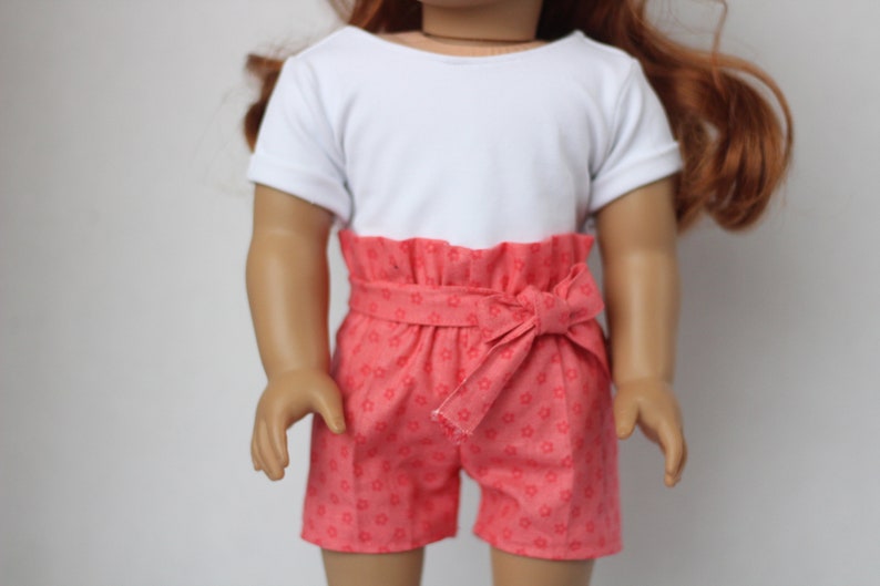 Coral paper bag shorts