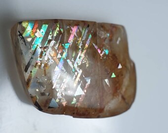 Rainbow lattice Moonstone sunstone cabochon for jewellery 10Cts R-6569 AAA Quality Natural Brown Sunstone Moonstone loose gemstone Top Rare