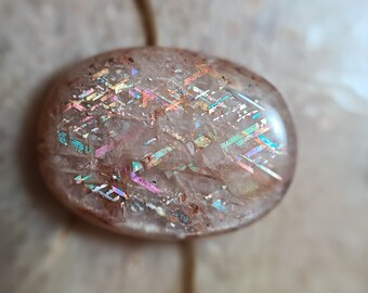 Rainbow lattice Moonstone sunstone cabochon for jewellery 10Cts R-6569 AAA Quality Natural Brown Sunstone Moonstone loose gemstone Top Rare