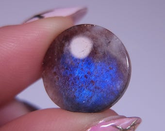 Reserved for Cathie Electric Sunstone Dual Sheen Confetti and Blue Moonstone Cabochon 17x17x5 mm  A5100