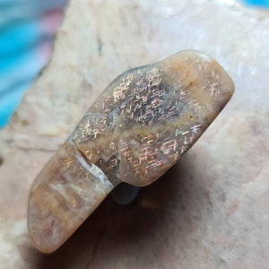 Large Size  Tumbled Australian Rainbow Lattice Sunstone, lattice all the way through. 56x25x18.7mm B1820 (with video)
