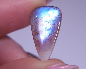 Electric Sunstone Dual Sheen Confetti and Blue Moonstone Cabochon 20x11x3 mm  A5108