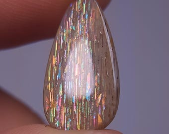 Rainbow Meteor Shower Sunstone Cabochon 22x11 mm A5134