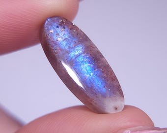 Electric Sunstone Dual Sheen Confetti and Blue Moonstone Cabochon 24x10x4 mm  A5107